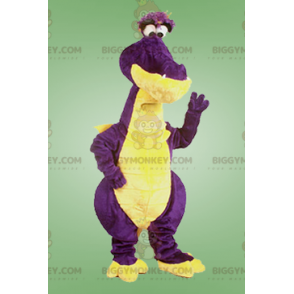 Disfraz de mascota dragón gigante morado y amarillo