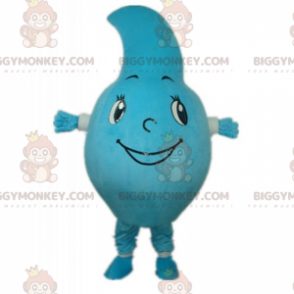 Modrý kostým BIGGYMONKEY™ maskota s usměvavou tváří –