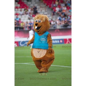 Grappige bruine bever BIGGYMONKEY™ mascottekostuum met blauw