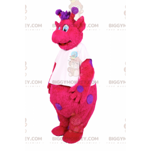Kostým maskota postavy BIGGYMONKEY™ fushia s fialovými skvrnami