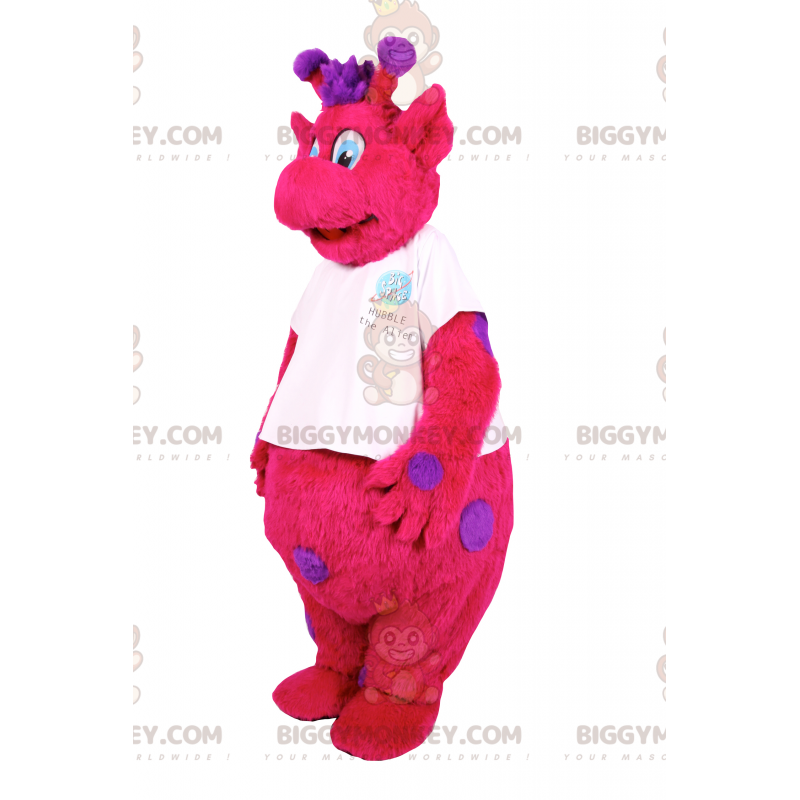 BIGGYMONKEY™ karakter maskot kostume fushia med lilla pletter -