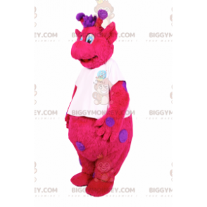 BIGGYMONKEY™ character mascot costume fushia with purple spots