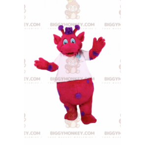 BIGGYMONKEY™ karakter maskot kostume fushia med lilla pletter -