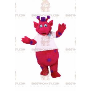 Traje de mascote de personagem BIGGYMONKEY™ fushia com manchas