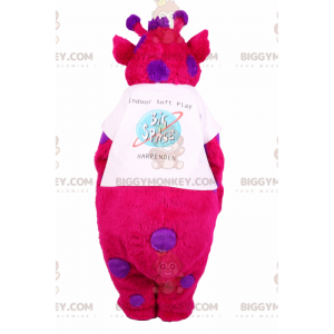 BIGGYMONKEY™ karakter maskot kostume fushia med lilla pletter -