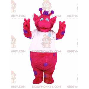 BIGGYMONKEY™ karakter maskot kostume fushia med lilla pletter -