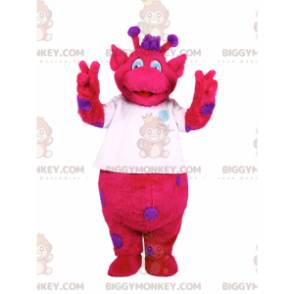 BIGGYMONKEY™ karakter maskot kostume fushia med lilla pletter -