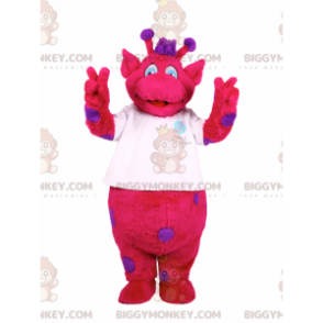Kostým maskota postavy BIGGYMONKEY™ fushia s fialovými skvrnami