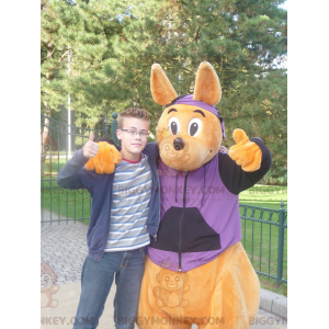 Fantasia de mascote Walibi Orange Kangaroo BIGGYMONKEY™ –