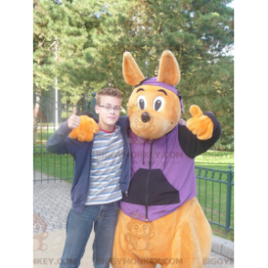 Costume de mascotte BIGGYMONKEY™ de kangourou orange de Walibi