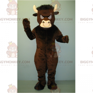 Traje de mascote de boi bravo BIGGYMONKEY™ com chifres brancos