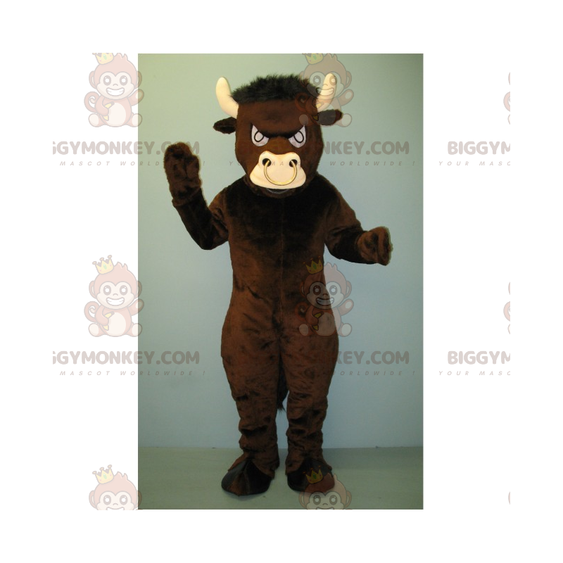 BIGGYMONKEY™ Angry Little Ox Mascot Costume with White Horns -