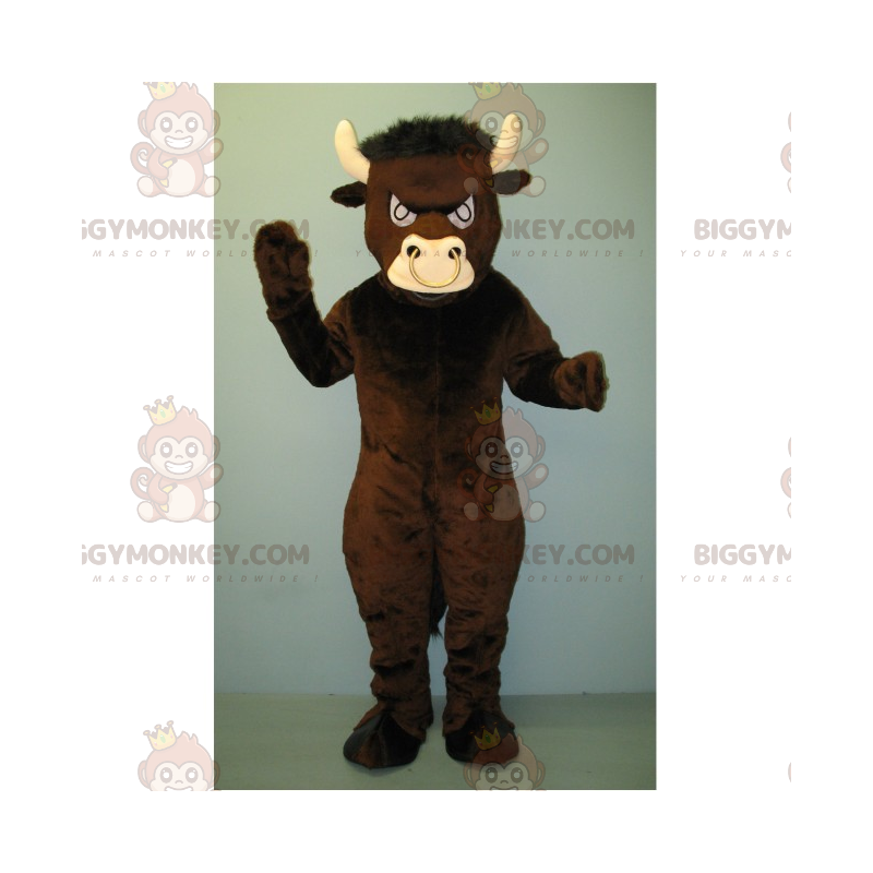 BIGGYMONKEY™ Angry Little Ox-mascottekostuum met witte hoorns -