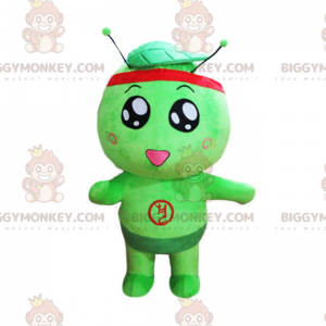 BIGGYMONKEY™ Kleines rundes grünes Männchen-Maskottchen-Kostüm