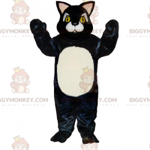 BIGGYMONKEY™ Costume da mascotte gatto nero con pancia bianca -