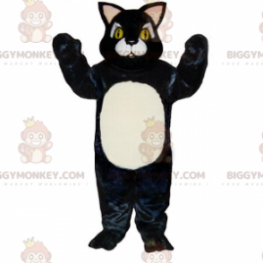 Disfraz de mascota de pequeño gato negro con barriga blanca