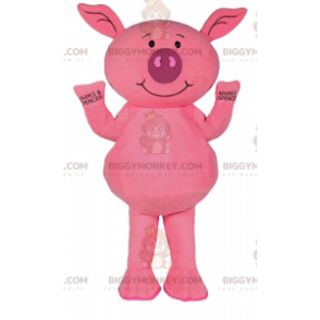 Fantasia de mascote BIGGYMONKEY™ porquinho rosa sorridente –