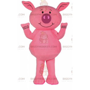 Kostým usmívajícího se růžového prasátka BIGGYMONKEY™ maskota –