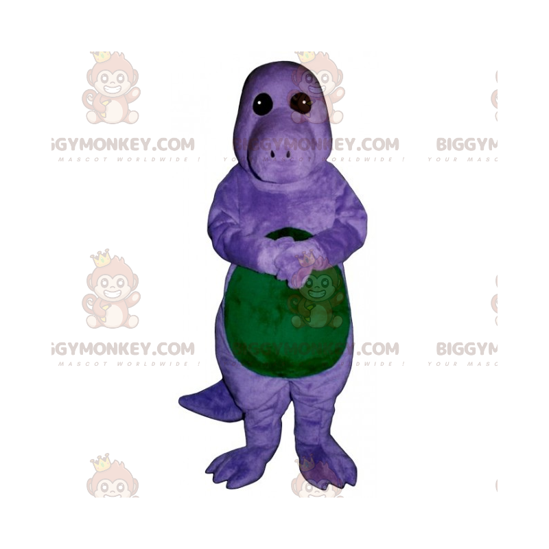 Costume de mascotte BIGGYMONKEY™ de petit dino violet et vert -