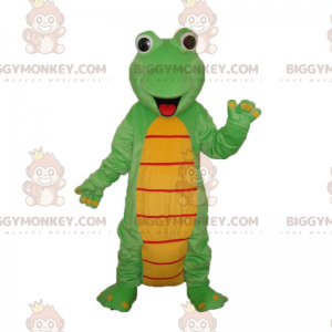 Traje de mascote de pequeno dinossauro sorridente BIGGYMONKEY™