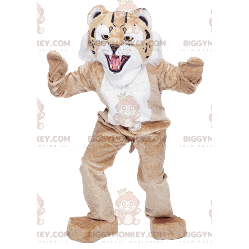 BIGGYMONKEY™ Mascottekostuum Tan & White Leopard Cheetah -