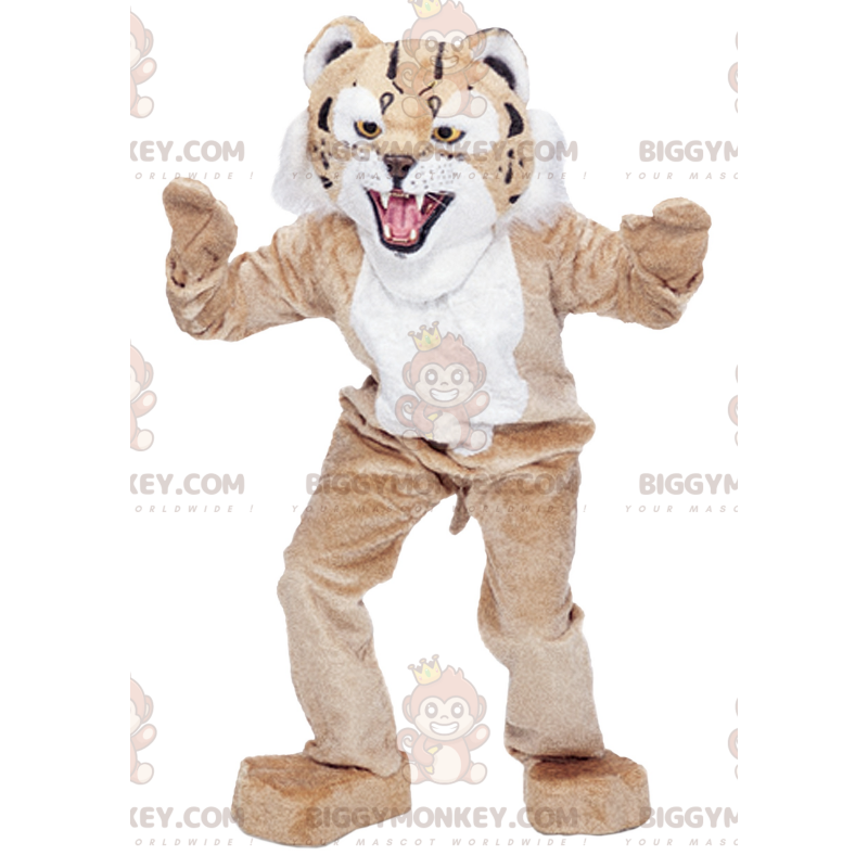 BIGGYMONKEY™ Maskotkostume Tan & White Leopard Cheetah -