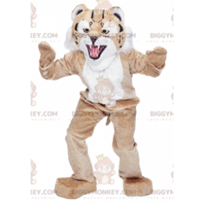 BIGGYMONKEY™ Mascottekostuum Tan & White Leopard Cheetah -
