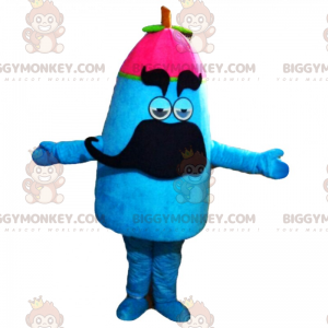 BIGGYMONKEY™ Mascottekostuum Blauw karakter met roze muts -
