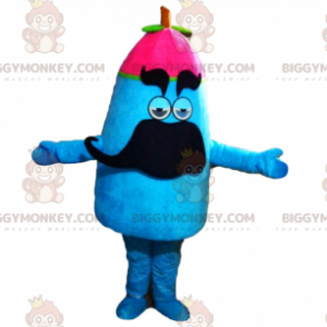 BIGGYMONKEY™ Maskotdräkt Blå karaktär med rosa mössa -
