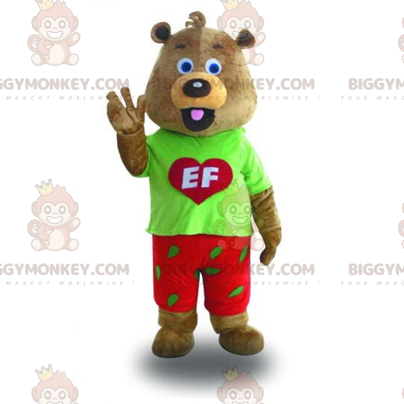 Kostým BIGGYMONKEY™ Little Brown Squirrel Mascot s červeným a