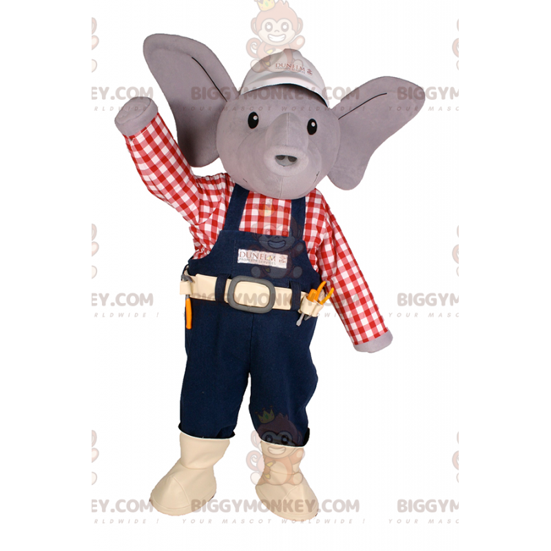 Traje de mascote Little Elephant BIGGYMONKEY™ com boné e roupa