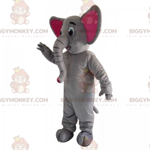 BIGGYMONKEY™ Mascottekostuum met kleine grijze olifant en roze
