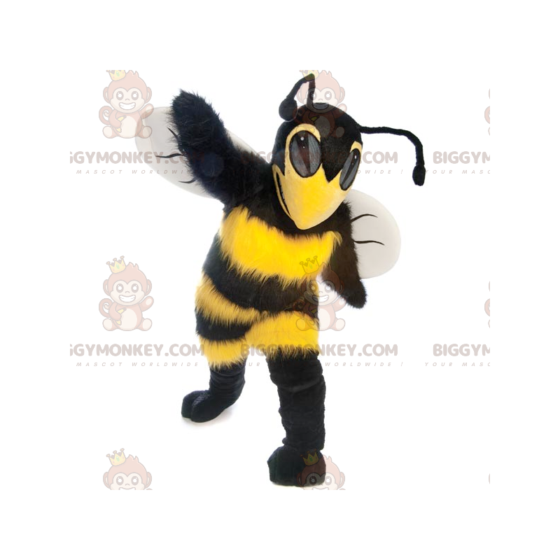 Belle Costume de mascotte BIGGYMONKEY™ jaune et noire d'abeille