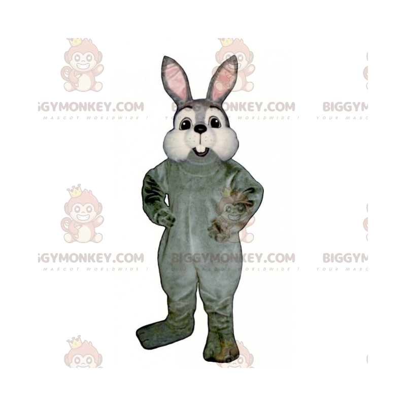Costume de mascotte BIGGYMONKEY™ de petit lapin gris et joues
