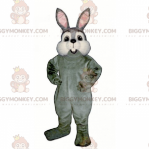 BIGGYMONKEY™ Mascottekostuum met klein grijs konijn en witte