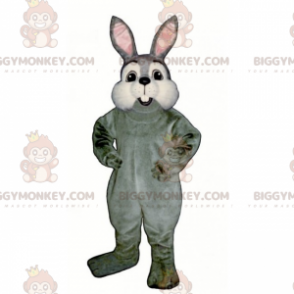 Costume de mascotte BIGGYMONKEY™ de petit lapin gris et joues