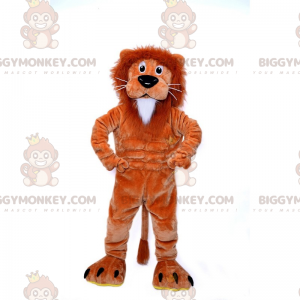 Bruine en witte kleine leeuw BIGGYMONKEY™ mascottekostuum -