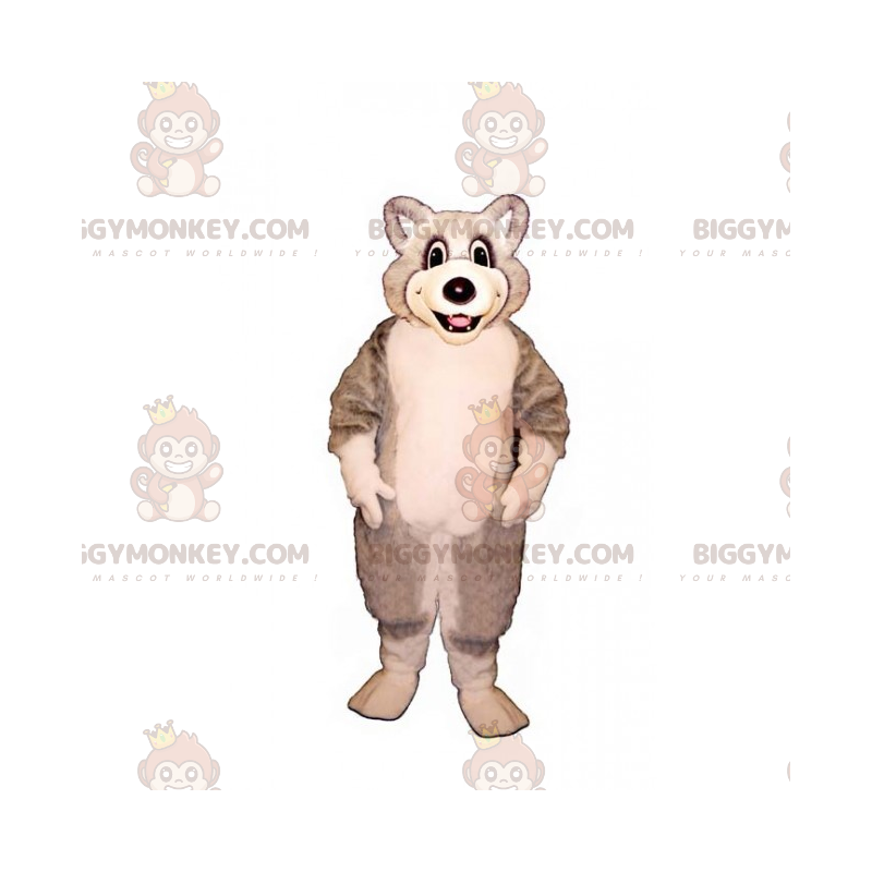 Disfraz de mascota BIGGYMONKEY™ de pequeño lobo blanco y gris -