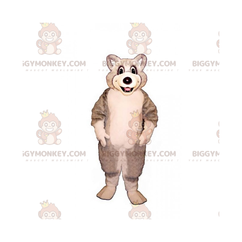 Little White and Grey Wolf BIGGYMONKEY™ Maskottchen-Kostüm -