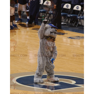 Costume de mascotte BIGGYMONKEY™ de bulldog gris de chien avec