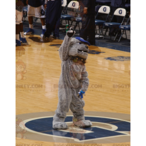 BIGGYMONKEY™ Dog Gray Bulldog Mascot Costume With Collar –