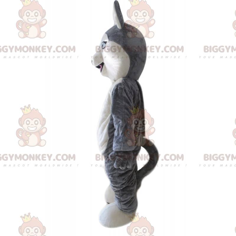 Costume de mascotte BIGGYMONKEY™ de petit loup gris et blanc -