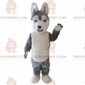 Disfraz de mascota BIGGYMONKEY™ de pequeño lobo gris y blanco -