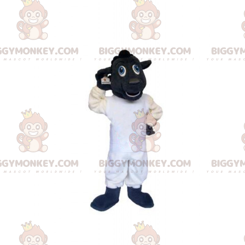 Costume della mascotte della pecora BIGGYMONKEY™ in bianco e