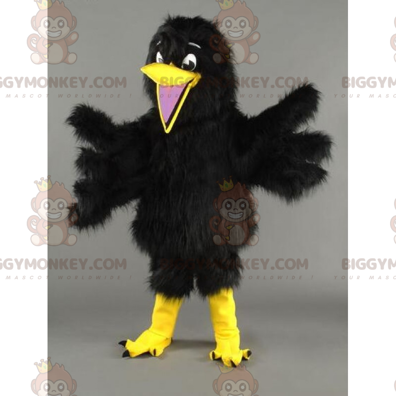 BIGGYMONKEY™ lille fugl, blød fjerdragt, sort maskotkostume -