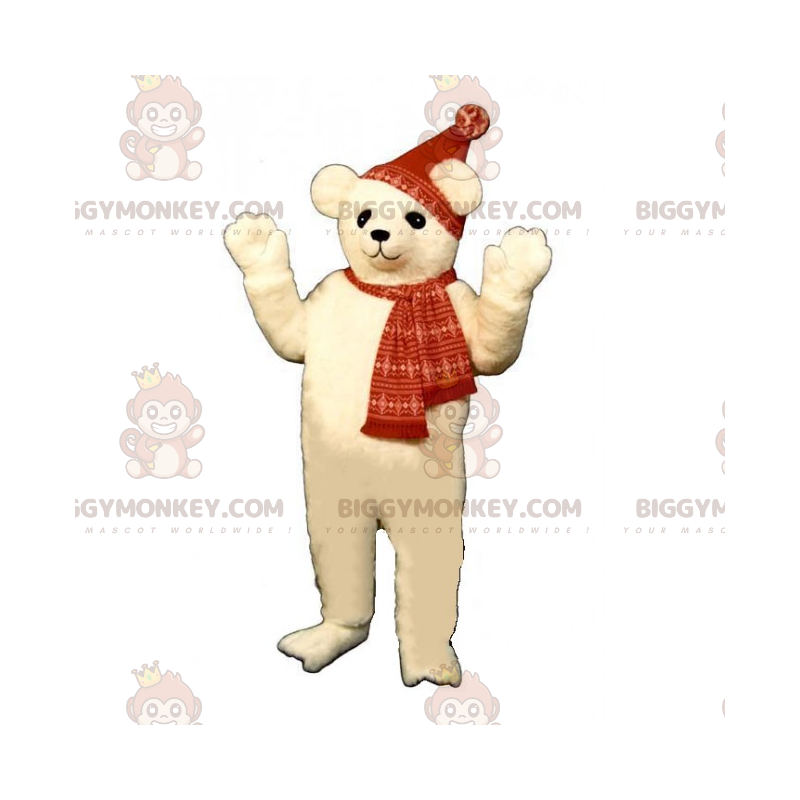 Costume de mascotte BIGGYMONKEY™ de petit ours polaire avec