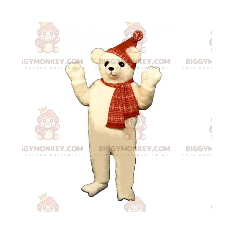 Traje de mascote Little Polar Bear BIGGYMONKEY™ com chapéu e