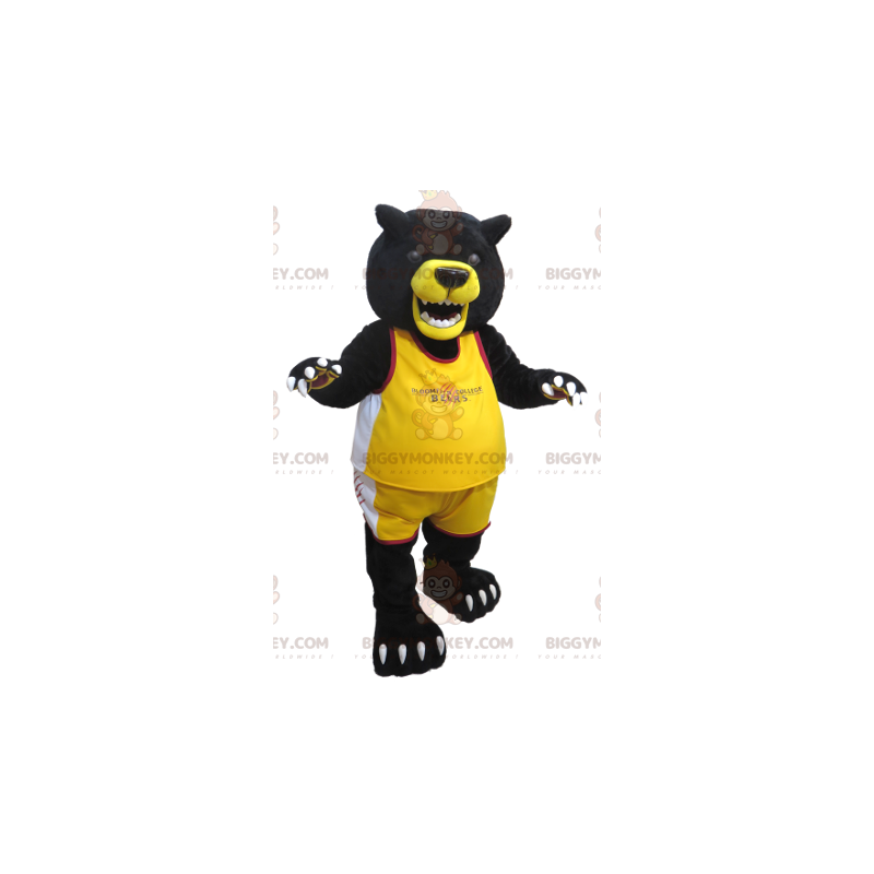 BIGGYMONKEY™ Big Black and Yellow Bear Maskottchen-Kostüm in