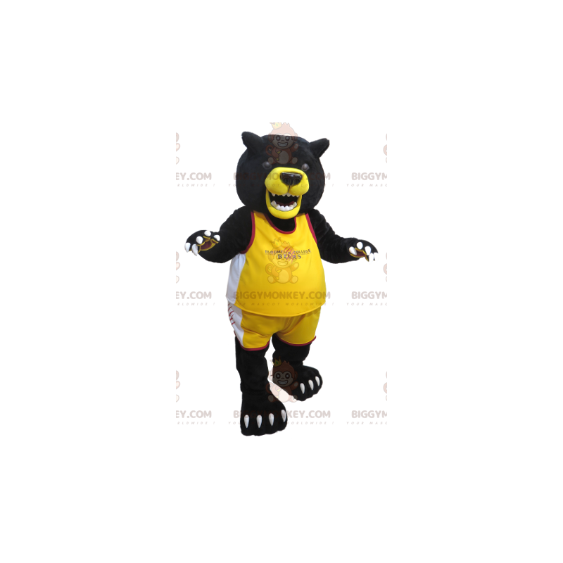 BIGGYMONKEY™ Costume da mascotte grande orso nero e giallo in