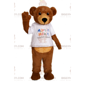 BIGGYMONKEY™ Maskottchenkostüm kleiner Bär mit weißem T-Shirt -